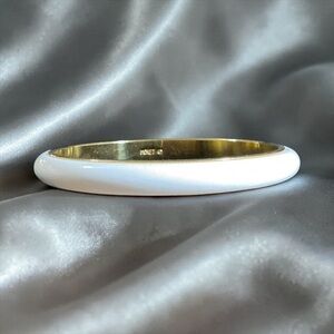 Monet White Enamel Bracelet with Gold-Tone Interior